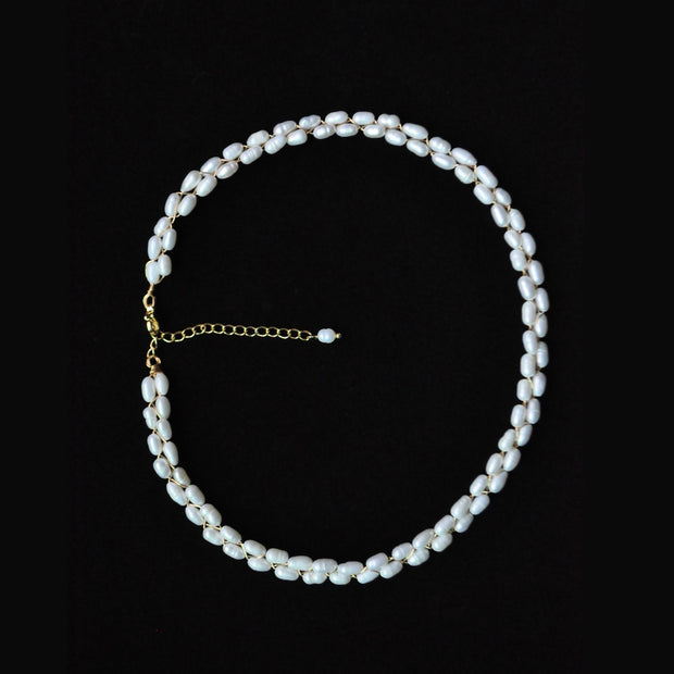 Double Braided Pearl Necklace