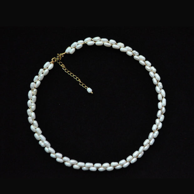 Double Braided Pearl Necklace