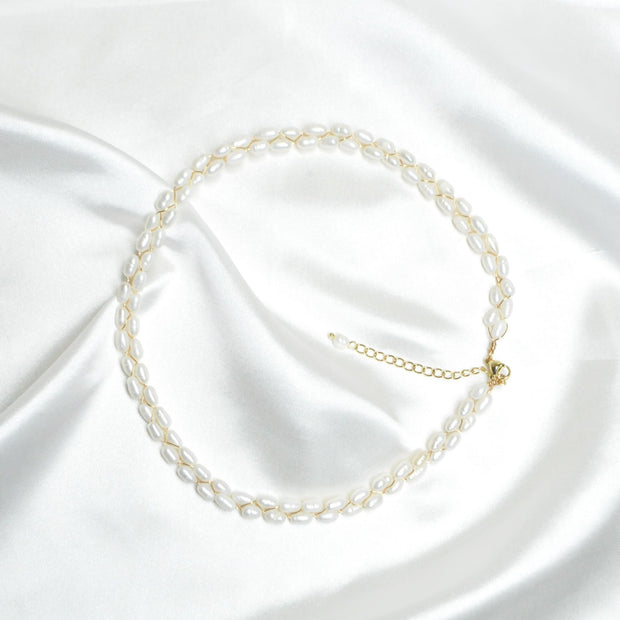 Double Braided Pearl Necklace