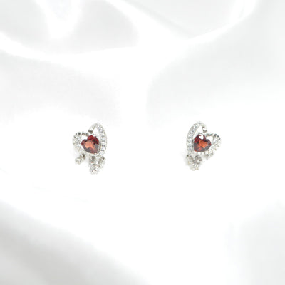 Garnet Heart Earrings