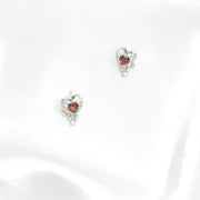 Garnet Heart Earrings