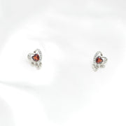 Garnet Heart Earrings