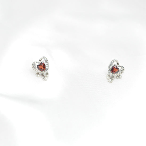 Garnet Heart Earrings