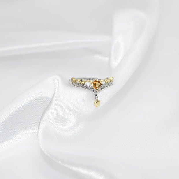 Citrine star ring